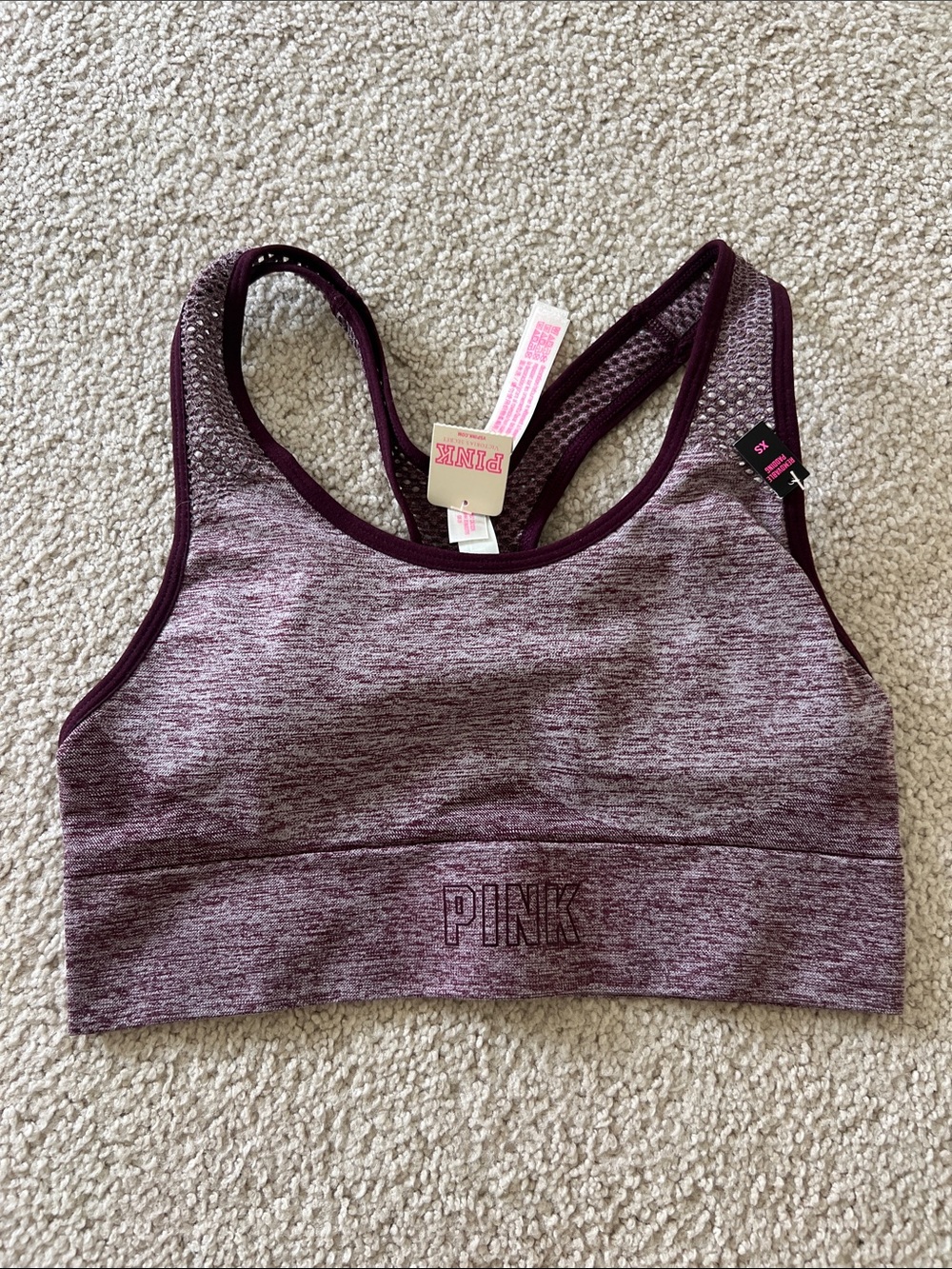 PINK Victoria's Secret Maroon Heather Sports Bra